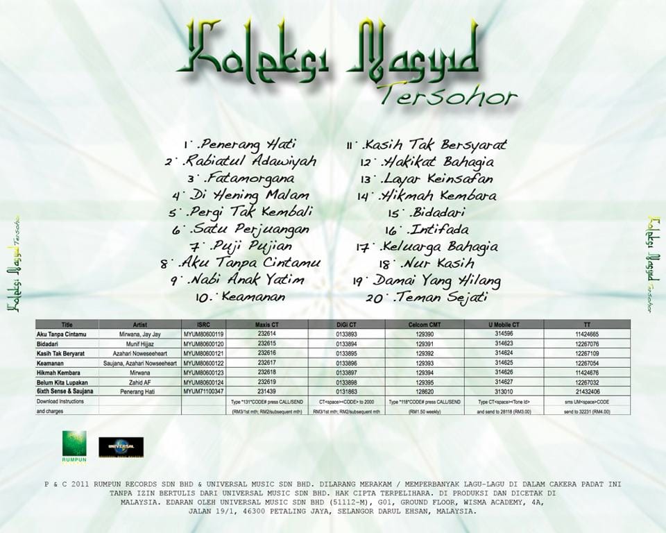 Koleksi Nasyid Tersohor: Variasi Terbaik Nasyid Malaysia – Munsyeed